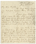 General Joseph Johnston Autograph Letter Signed From July 1862 While Recovering From His Wounds After Being Replaced by Lee -- ''...I am very anxious to know what to expect on rejoining the army...''